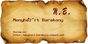 Menyhárt Barakony névjegykártya